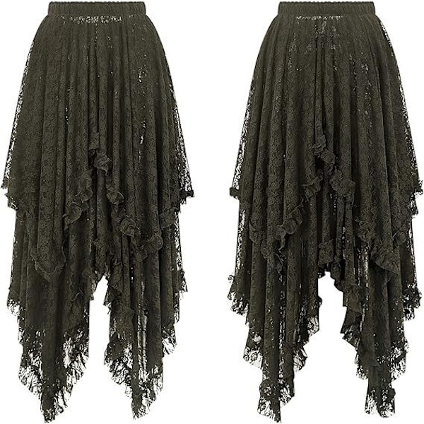 Dame Blonde Lange Skjørt Sommer Sexy Gjennomsiktig Strand Blomster Maxi Skjørt black L