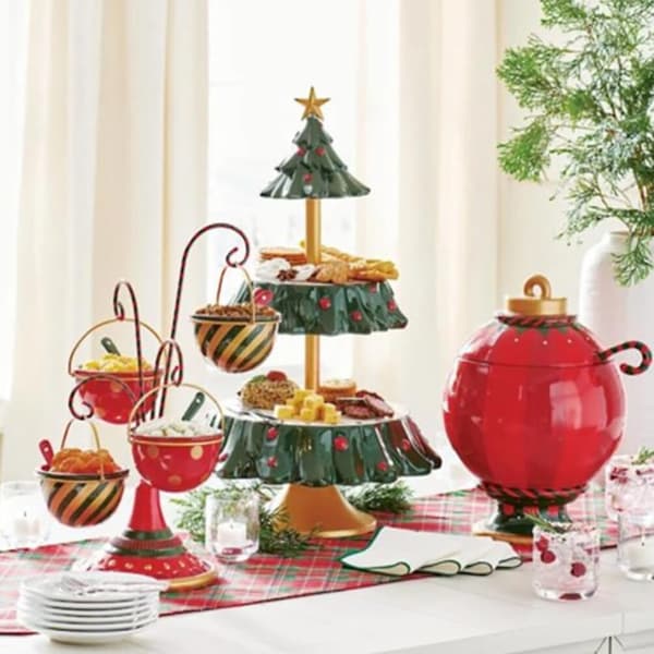 Lagdelt Juletræ Serveringsstand, Julekage Cupcake Stand Green