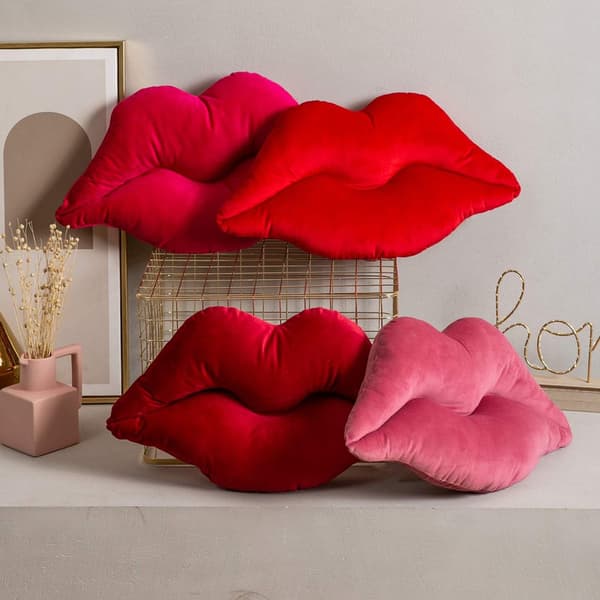 Valentinsdag 3D Läpp Kudde Mjukt Sammet Inkluderat Red 60cm