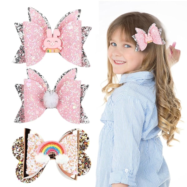 Påskehare Hårbøjle Klips Påskekanin Hårklips Glitter Læderbøjle Hår