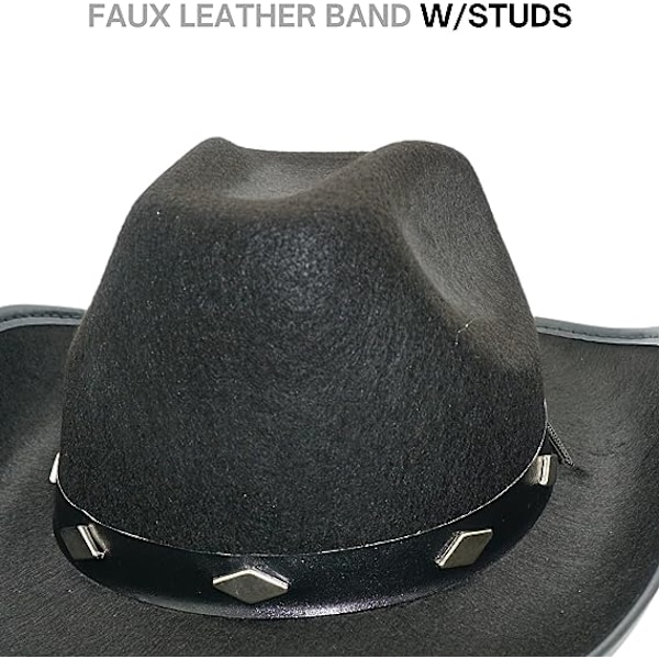 Cowboyhat til Mænd & Kvinder - Sort Filthat med Nitter Black