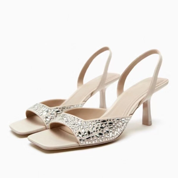 Strappy Sandaler med Rhinestone Heels Sandaler 37