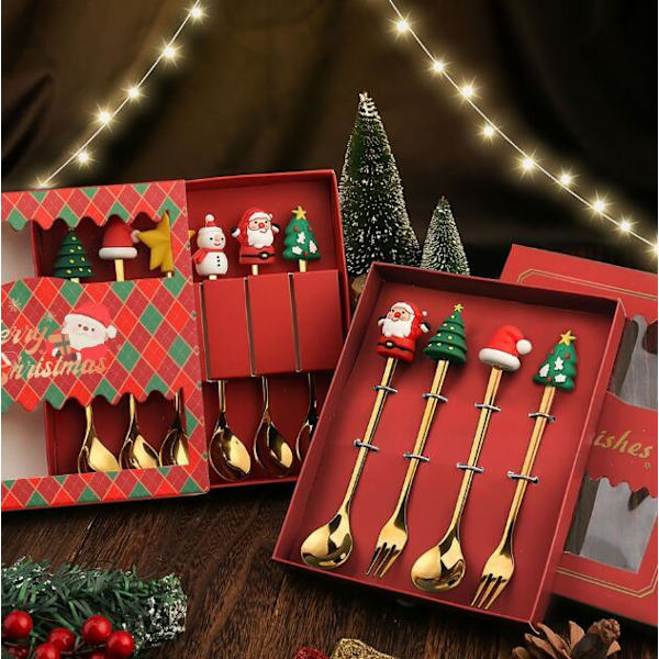 4-pack Jultema Julmotiv Sked och Gaffel Set Style 2