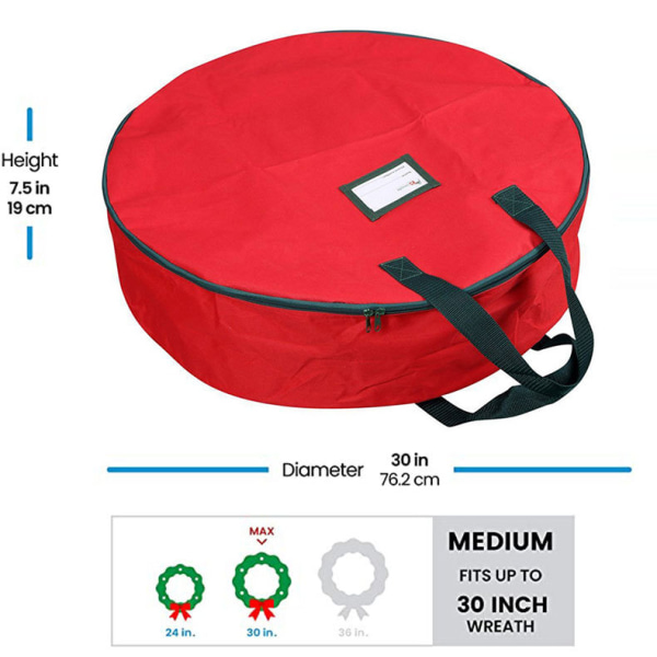 Förvaringsväska för julkrans med dragkedja Red 90*20cm