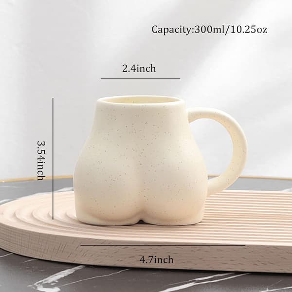 Hauska Perä-Kahvimuki, 3D Perä Keramiikka Kahvimukit Beige
