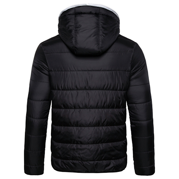Vinter enfärgad varm luva dunjacka för män black and white 2XL
