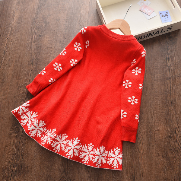 Flickor Julklänningar Långärmad Tecknad Klänning Randig Casual T-shirt i bomull Red 100cm