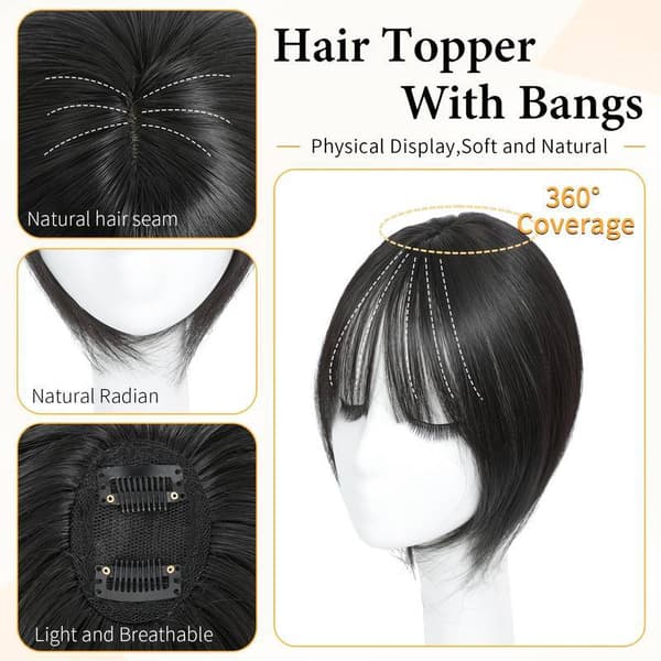 Bangs Hårklemme i Pandehår med Tindinger Hårstykker til Kvinder Light Brown
