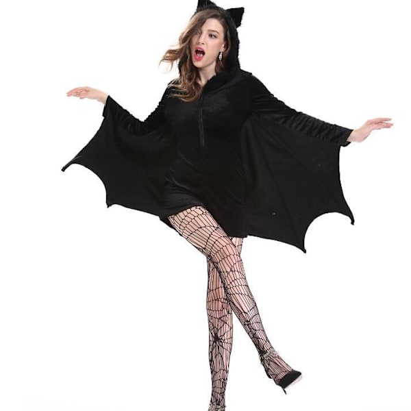 Halloween-kostym för kvinnor - fladdermusklänning med strumpor 4xl