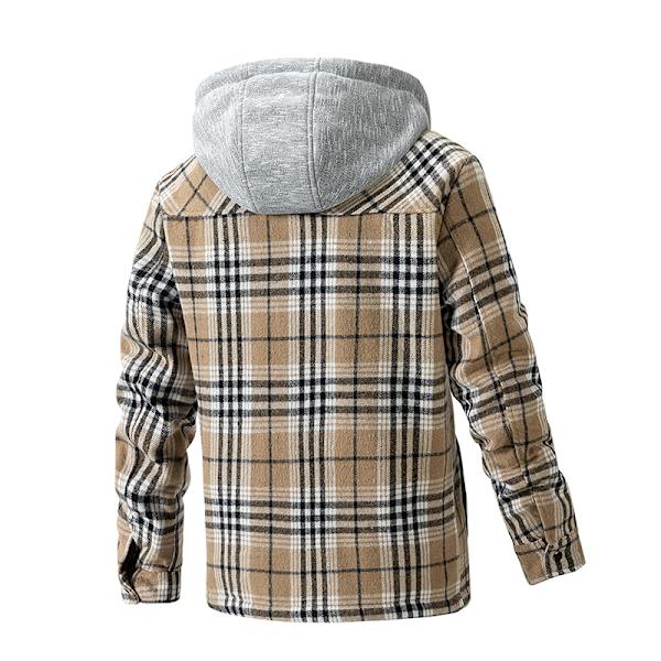 Mænds Bomulds Plaid Skjortejakke Fleeceforet Flannelskjorte Sherpa Knappet Jakke Style2 L