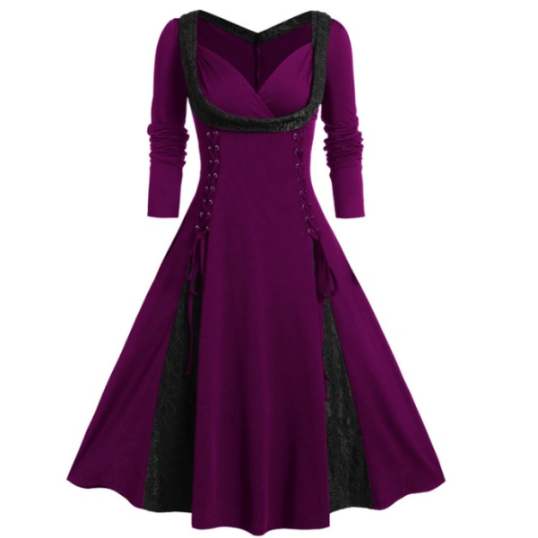 Kvinnor med långa ärmar Halloween gotisk vintage purple XXL