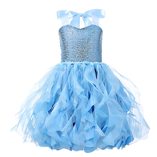 Tutu-kjole til piger, Glitrende Sequin Tulle Prinsesse Fødselsdagsfest Outfit Blue 10T