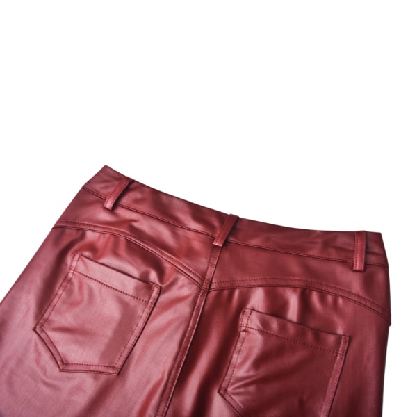Leggingsbyxor i konstläder för kvinnor wine red XL
