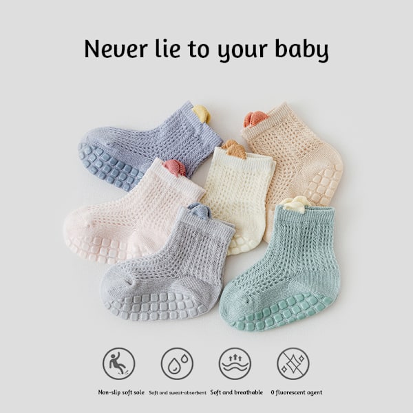 Vauvan liukuestesukat, taaperoiden ohuet verkkosukat Multicolor -6pcs L