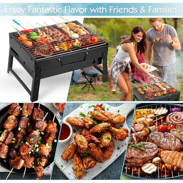 BBQ Grill Vikbar Bärbar Kolgrill 27*35*20cm Black