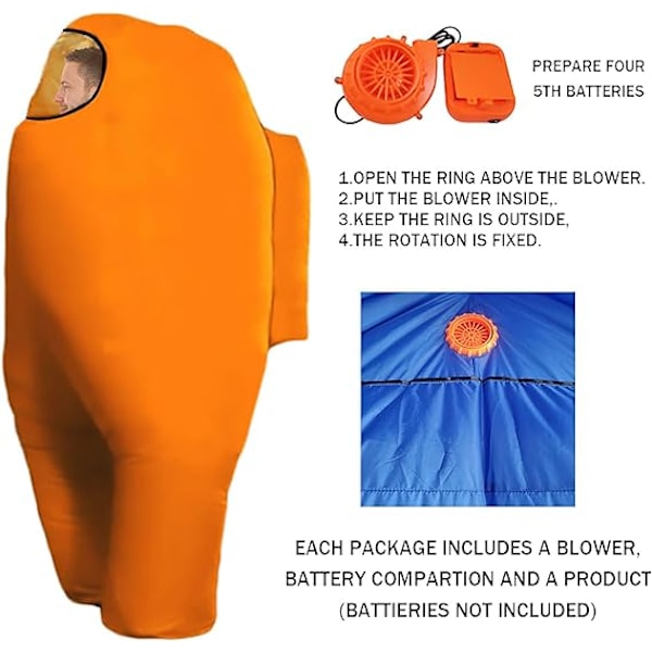 Uppblåsbar Astronaut Rymddräkt Uppblåsbar Dräkt Helkroppsdräkt Halloween Cosplay Dräkter Orange Kid