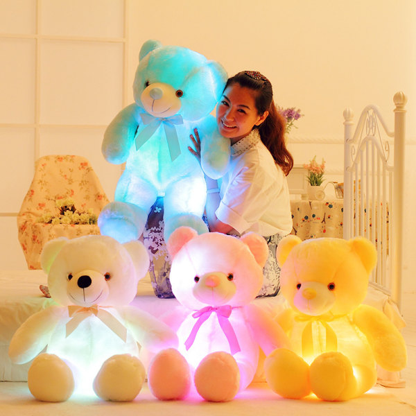 Kreativ LED-lysende induktiv bamse bamse bamse blue 30cm