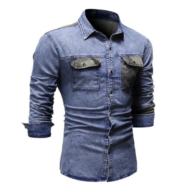 Långärmade casual för män blue M