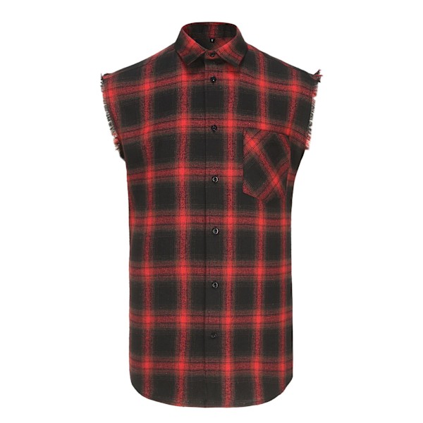 Miesten napillinen hihaton ruutupaita, rento flanelliliivi red XL