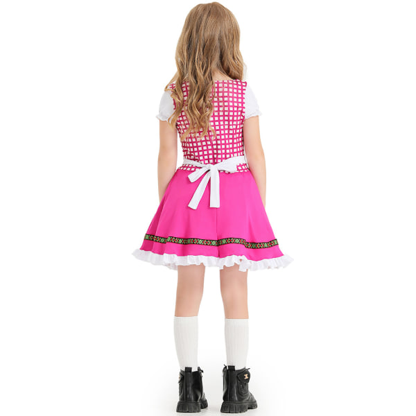 Tyska Oktoberfest-dräkt för flickor Dirndl-klänningar Pink M