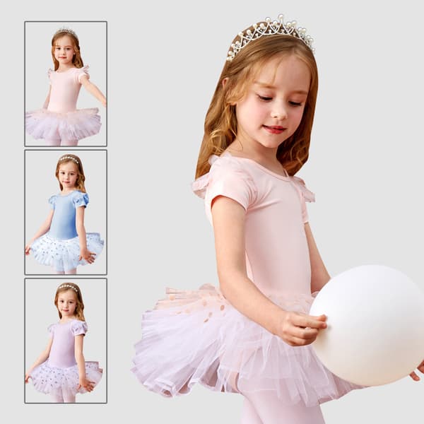 Flickor Dans Leotards med Kjolar Light Pink 140
