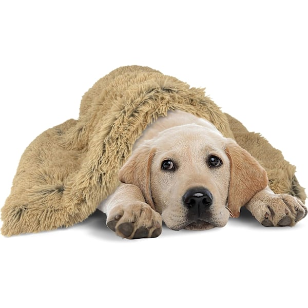 Hundetepper for store hunder, super myke og varme Sherpa Fleece-tepper Brown L