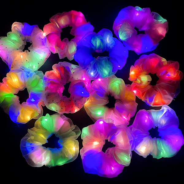 11 kpl Valoisaa Scrunchieta LED-Scrunchie Hiustarrat 11PCS