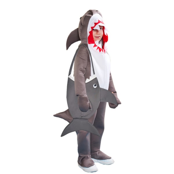 Barn Hoodie Cartoon Shark Jumpsuit Outfits för Halloween julfest M