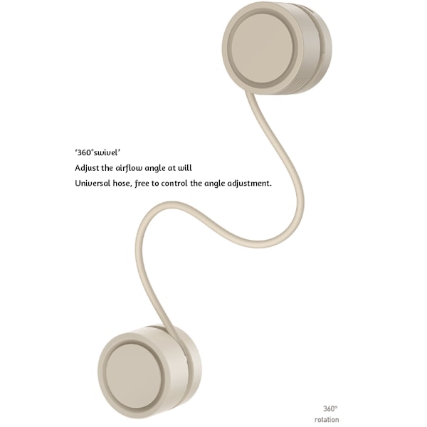 Bærbar halsbåndsventilator, foldbar genopladelig mini-halsbåndsventilator apricot