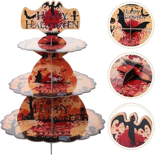 Cupcake-stativ for Halloween-festpynt 3-trinns dessertstativ Style 2