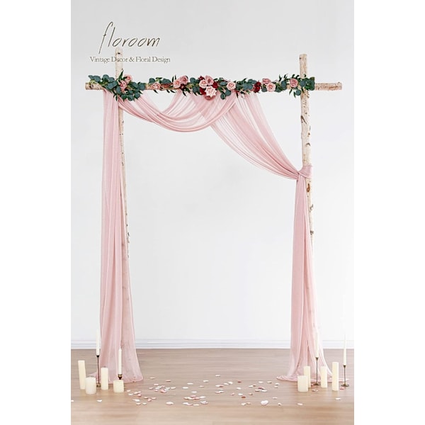 Bröllopsbåge Draperi Tyg 2 Paneler 20Ft Pink 75*600cm