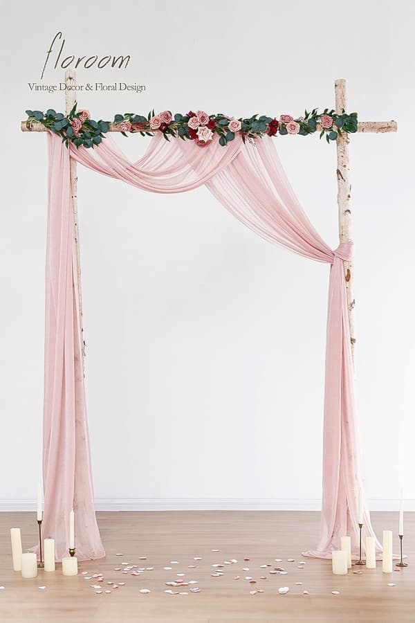 Bryllupsbue Draperi Stoff 2 Paneler 20Ft Pink 75*600cm