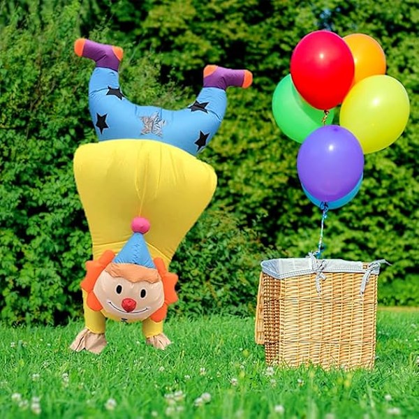 Uppblåsbar Clown Dräkt Rolig Blås Upp Kostymer Handstående Joker Kostym