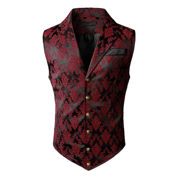Herrevest i viktoriansk stil, steampunk, gotisk Red 2XL
