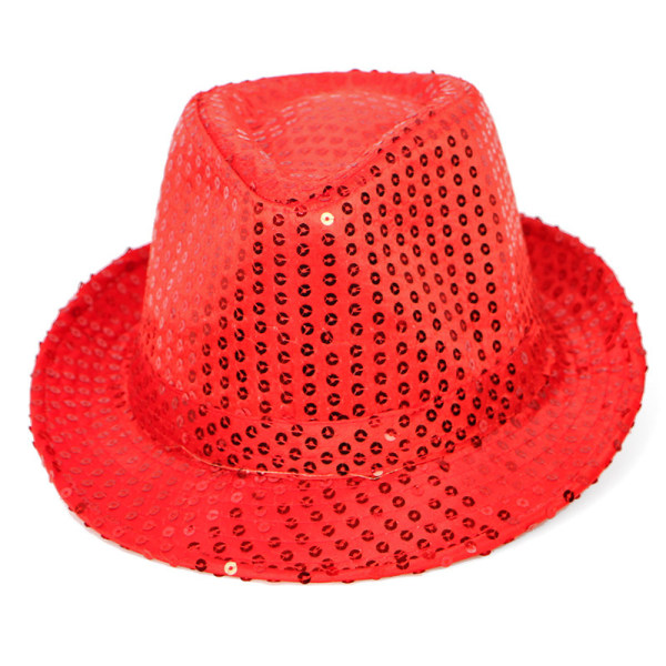 Western Paljett Fedora Hatt Bling Dance Hats Red