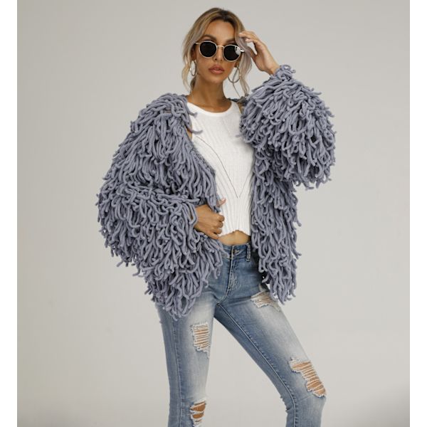 Plush Kjoljacka för Kvinnor Höst och Vinter Grey XL