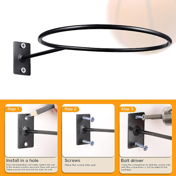 2-pack Basketbollshållare Väggmontering, Universal Bollställ
