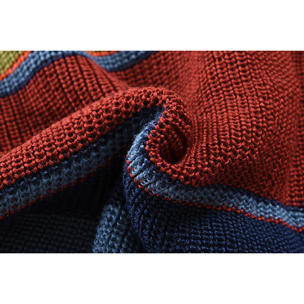 Herrar Casual Knapp-Ner Cardigan Tröja Retro Färgblock Randig Tröja M