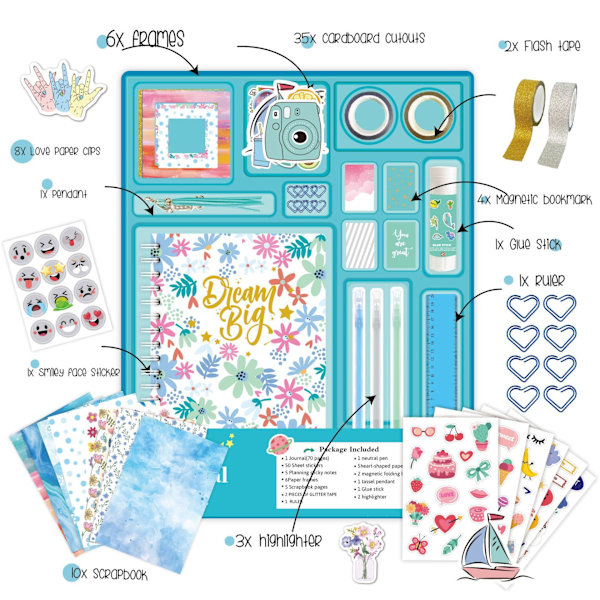 DIY Journal Kit til piger, Scrapbog og Dagbogsforsyninger Sæt PINK