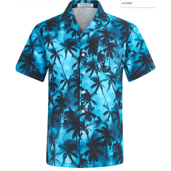 Miesten Havaijilainen Paita Lyhyillä Hihoilla Blue 3XL