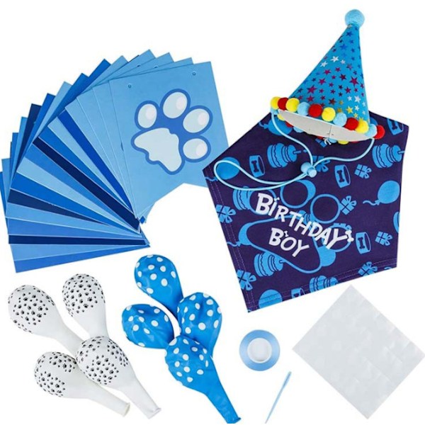 Pet Födelsedag Dekoration Set Pet Ballong Blue