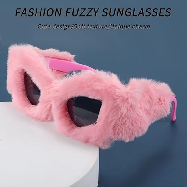 Plush Fuzzy Kattöga Solglasögon för Kvinnor Pink