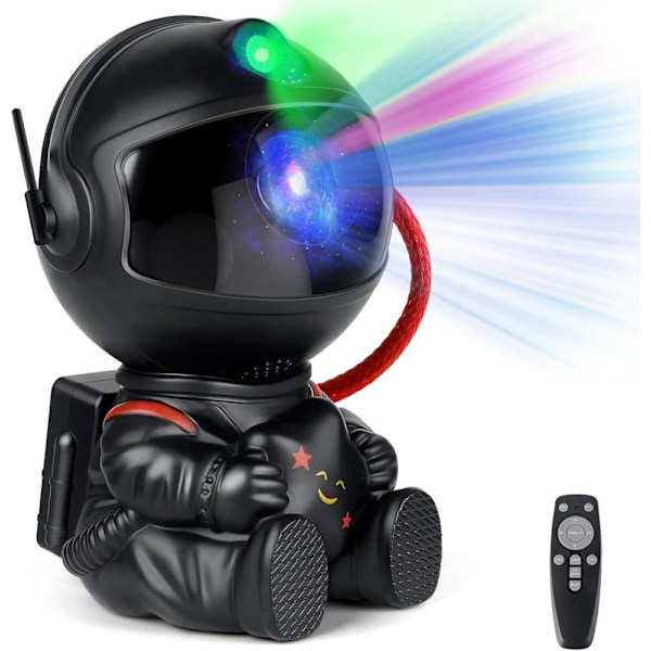 Astronaut Projektor, Stjerneprojektor Galakselys, Natlampe til Børn Black 1