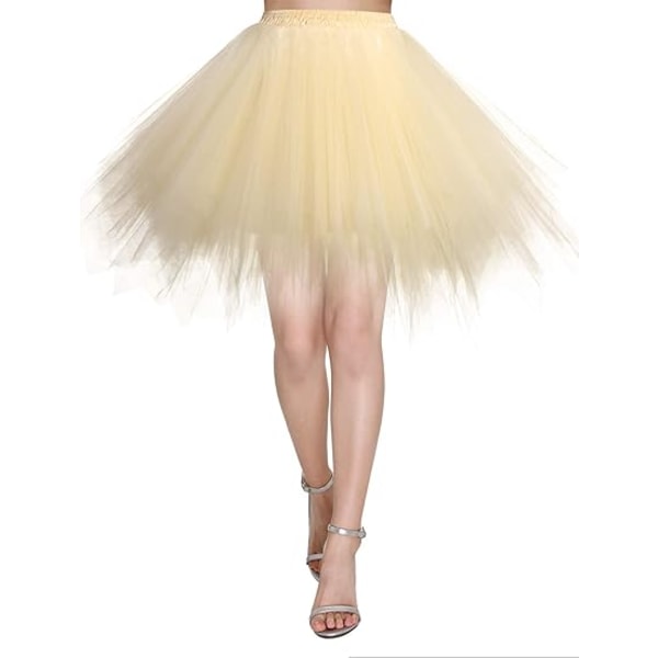 Tutu-kjol i tyll för kvinnor, 1950-tals vintage balett Tutu Fluffy underkjol Yellow XL