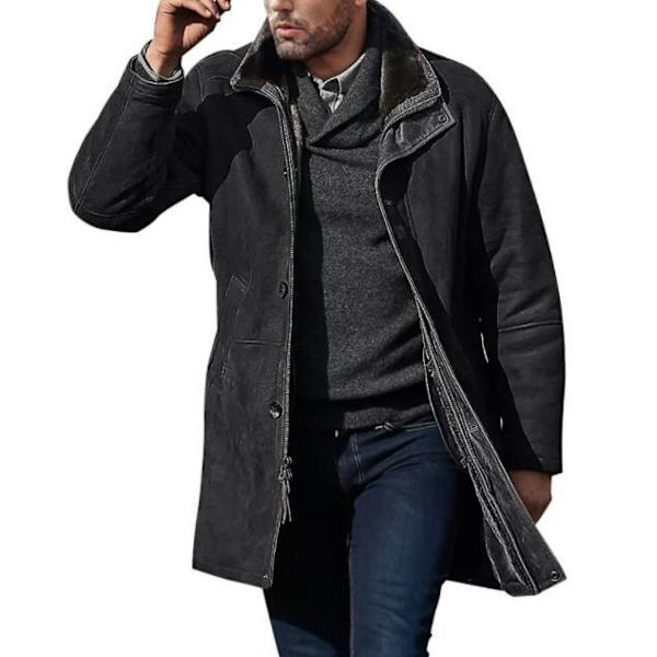 Trenchcoat för män varm vinterjacka överrock black M