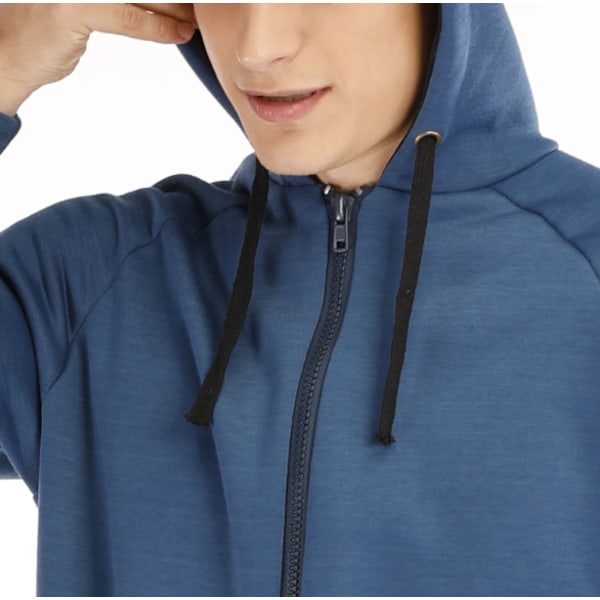 Förtjockad tröja för män i ett stycke hemkläder blue L