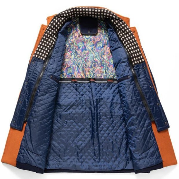 Herreullfrakk Smal Passform med Sjal Krage navy blue S