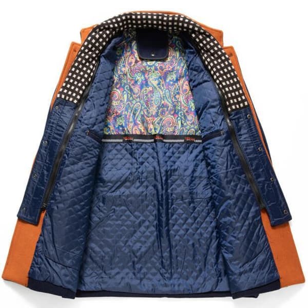 Herreullfrakk Smal Passform med Sjal Krage navy blue XL
