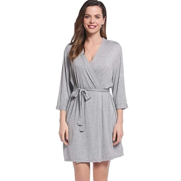 Korte strikkede kimono-kåper for kvinner med lommer grey L