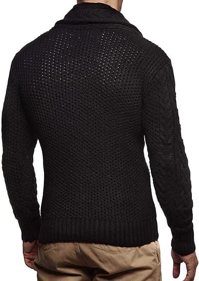 Herrar Stickad Turtleneck Jacka Vinter Cardigan Tröja 2XL